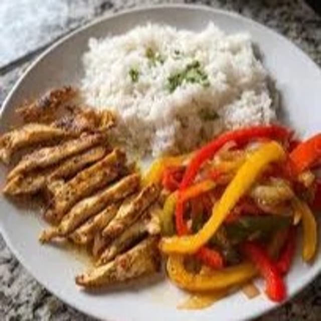 Chicken Fajita Rice & French Fries.